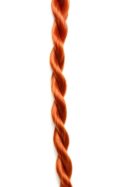 Braided Ginger Hair Isolated White Background Closeup — Stock Photo, Image