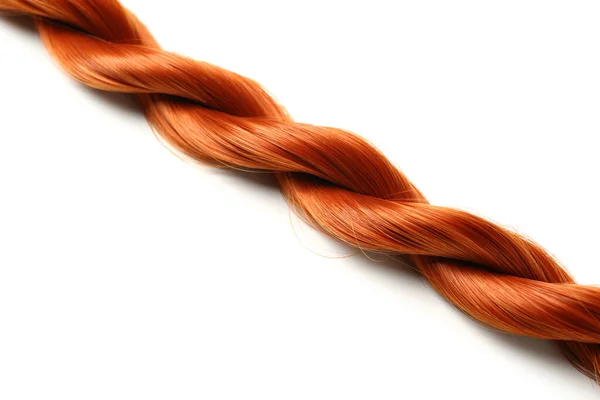 Плетеные Рыжие Волосы Выделены Белом Фоне Крупным Планом — стоковое фото