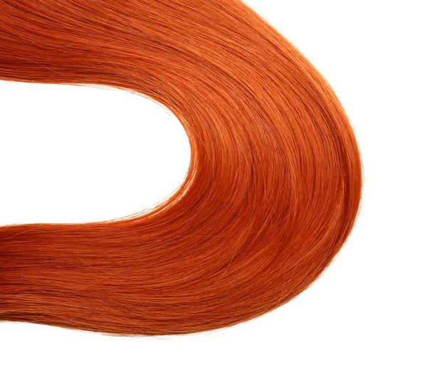Beautiful Ginger Hair Strand White Background Closeup — Stock Photo, Image