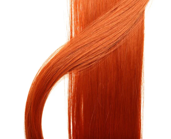 Красивые Рыжие Волосы Белом Фоне Крупным Планом — стоковое фото