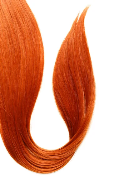 Ginger Hair Strand White Background Closeup — Stock Photo, Image