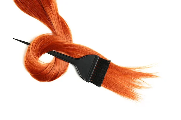 Ginger Hair Strand Brush Isolated White Background — Stock Photo, Image