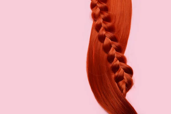 Ginger Hair Braid Color Background Closeup — Stock Photo, Image