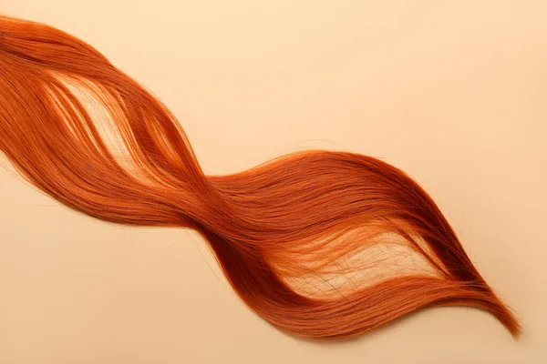 Czerwony Pasek Włosów Tle Koloru Zbliżenie — Zdjęcie stockowe