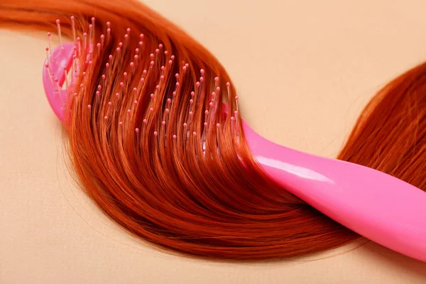 Ginger Hair Strand Brush Color Background Closeup — Stock Photo, Image