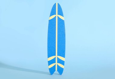 Mavi arkaplanda mini sörf tahtası