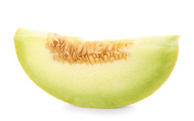 Beyaz arkaplanda bir parça tatlı kavun