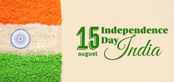 Bandiera Auguri Giorno Dell Indipendenza Dell India Con Bandiera Riso — Foto Stock