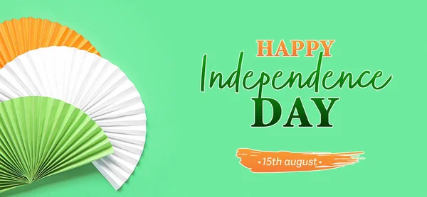 Banner Saudação Para Dia Independência Índia Com Fãs — Fotografia de Stock