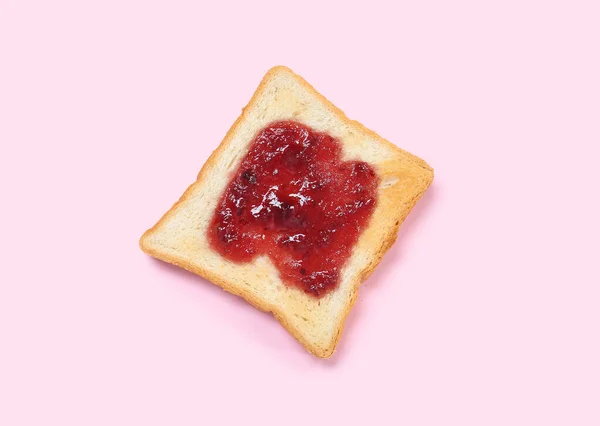Toast Tasty Jam Pink Background — Stock Photo, Image