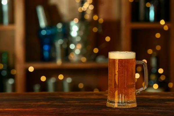 Caneca Cerveja Fresca Mesa Bar — Fotografia de Stock