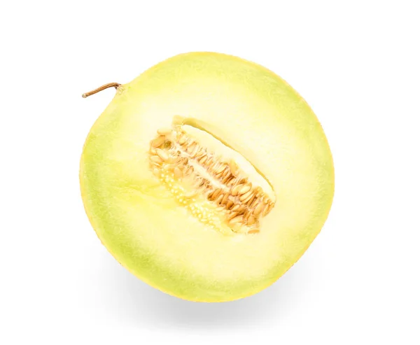 Hälften Söt Melon Vit Bakgrund — Stockfoto