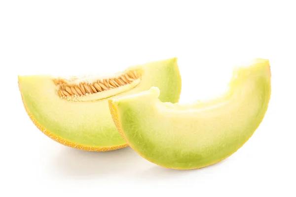 Stücke Von Süßer Melone Auf Weißem Hintergrund — Stockfoto