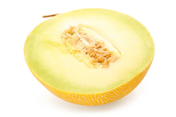 Polovina Sladkého Melounu Bílém Pozadí — Stock fotografie