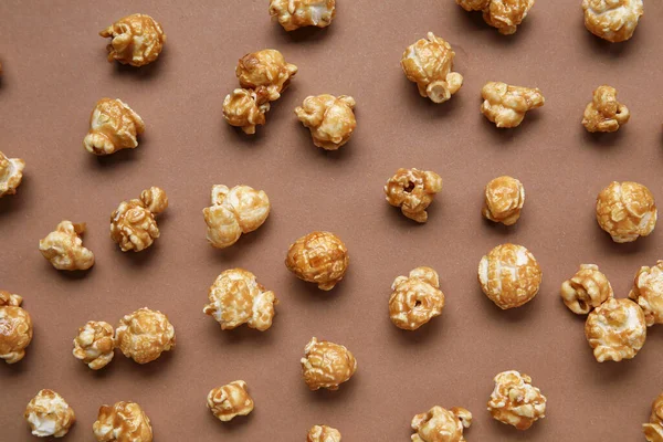 Lekkere Popcorn Bruine Achtergrond — Stockfoto