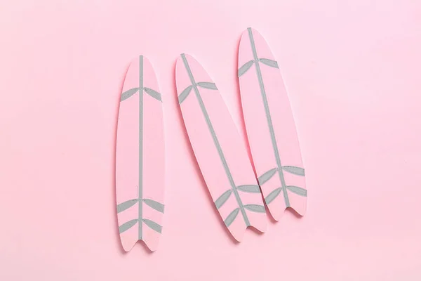 Mini Szörfdeszkák Rózsaszín Háttér — Stock Fotó