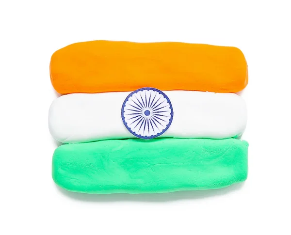 Beyaz Arka Planda Izole Edilmiş Plastikten Yapılmış Hint Bayrağı — Stok fotoğraf