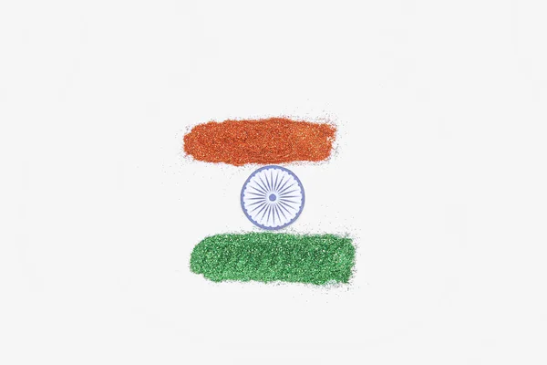 Beyaz Arka Planda Izole Edilmiş Parıltıdan Yapılmış Hint Bayrağı — Stok fotoğraf
