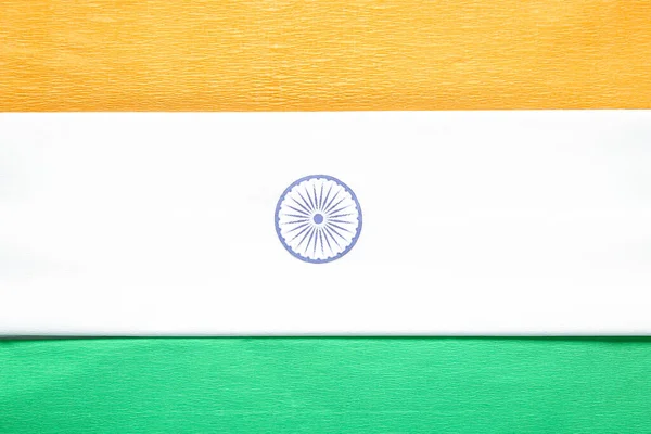 Arka Plan Olarak Kıvrımlı Kağıttan Yapılmış Hint Bayrağı Yakın Plan — Stok fotoğraf