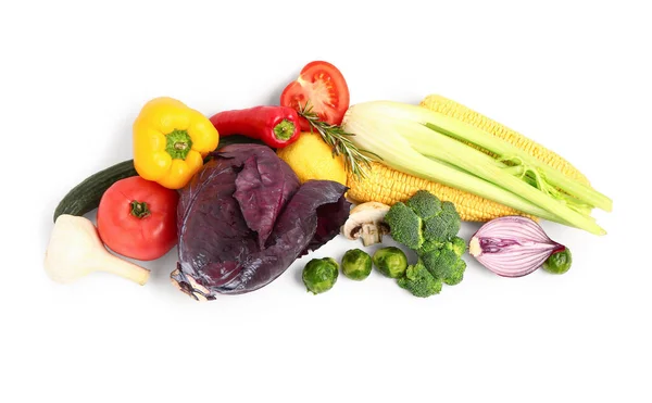 Verduras Frescas Maduras Sobre Fondo Blanco —  Fotos de Stock