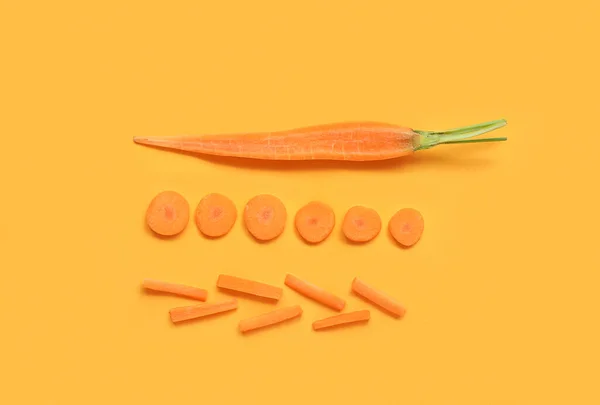 Slices Fresh Carrot Orange Background — Stock Photo, Image