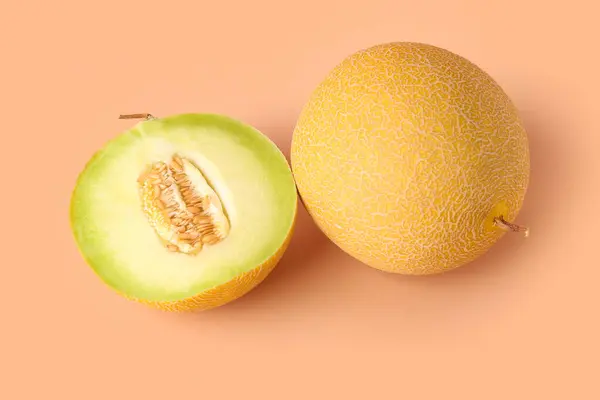 Söt Melon Med Hälften Orange Bakgrund — Stockfoto