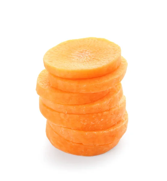 Scheiben Frischer Karotten Auf Weißem Hintergrund — Stockfoto