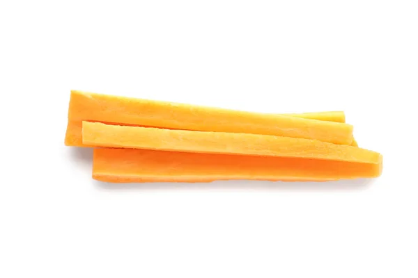 Шматочки Свіжої Моркви Білому Тлі — стокове фото