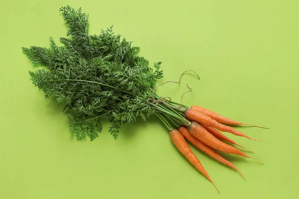 Fresh Carrots Leaves Green Background — Stock Photo, Image
