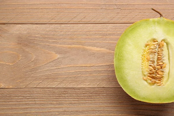Hälften Söt Melon Trä Bakgrund — Stockfoto