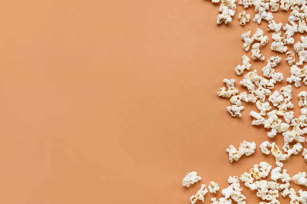 Tasty Popcorn Brown Background — Stock Photo, Image