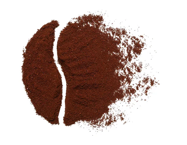 Creative Composition Coffee Powder Isolated White Background — Stock Photo, Image