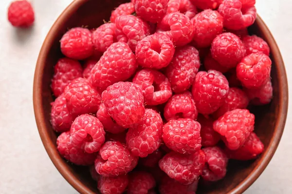 Bowl Fresh Raspberries White Background — Stock Photo, Image