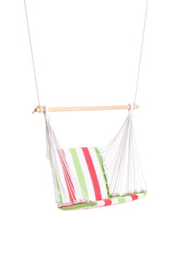 Beyaz arka planda izole edilmiş rahat çizgili hamak