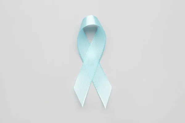 Blauw Satijnen Lint Lichte Ondergrond Prostaatkankerconcept — Stockfoto