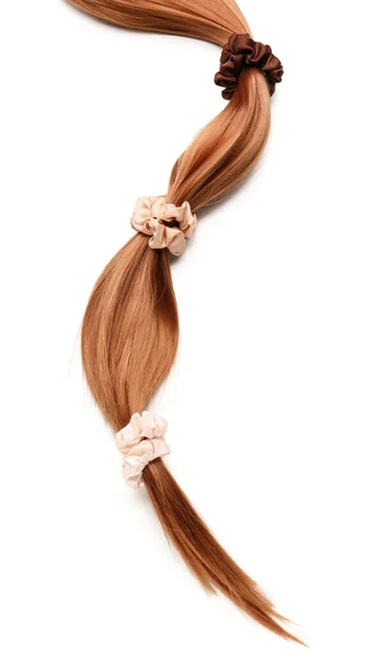 Hair Strand Scrunchies White Background Closeup — Stock Photo, Image