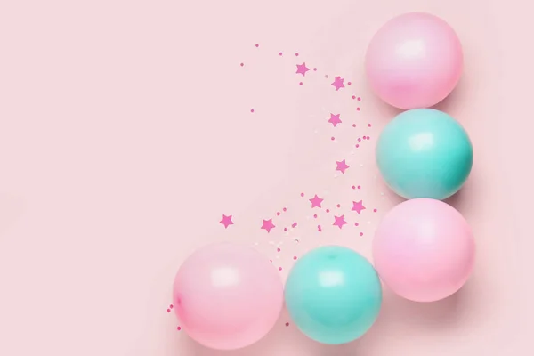 Blue Pink Balloons Serpentine Color Background — Stock Photo, Image