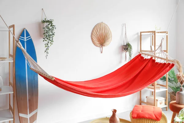 Cozy Red Hammock Interior Stylish Living Room — Stock Photo, Image