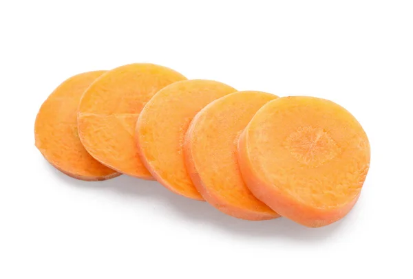 Slices Fresh Carrot Isolated White Background — Stock Photo, Image