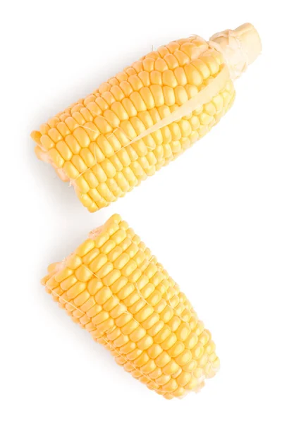 Vágott Friss Kukorica Cobs Fehér Háttér — Stock Fotó