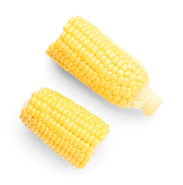 Cut Fresh Corn Cobs White Background — Stock Photo, Image