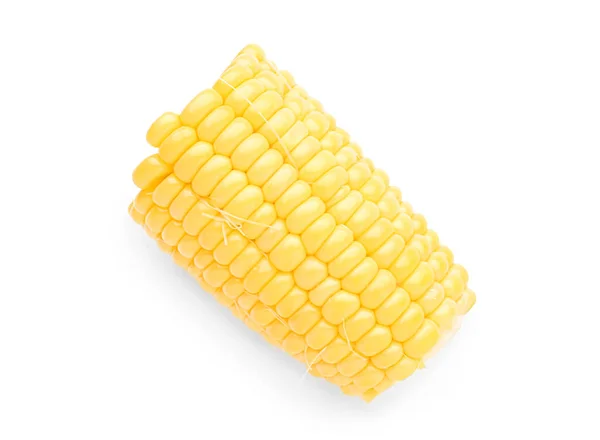 Wytnij Świeżą Kolbę Kukurydzy Białym Tle — Zdjęcie stockowe
