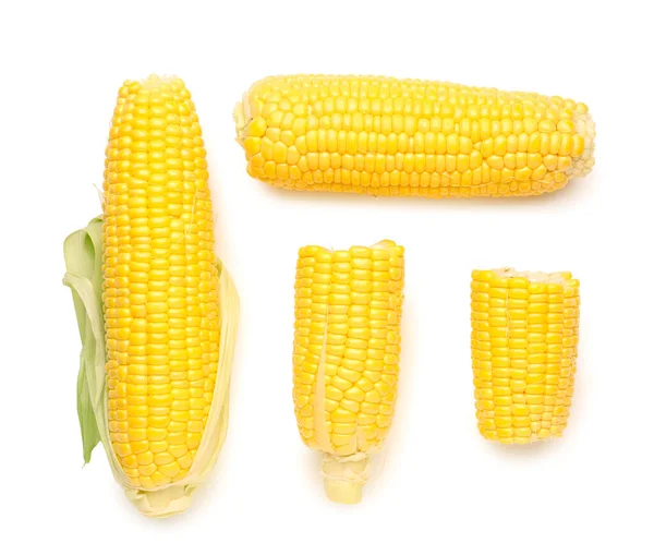 Свіжі Кукурудзяні Цицьки Білому Тлі — стокове фото