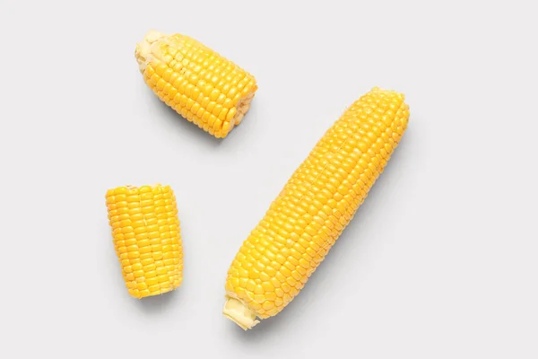 Fresh Corn Cobs Grey Background — Stock Photo, Image