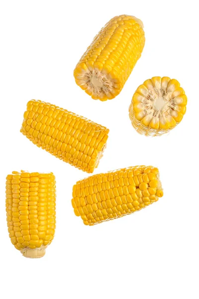 Cut Fresh Corn Cobs White Background — Stock Photo, Image