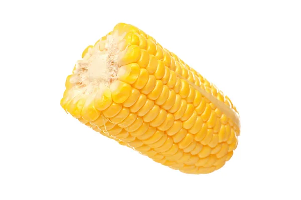 Vágott Friss Kukorica Cob Fehér Alapon — Stock Fotó