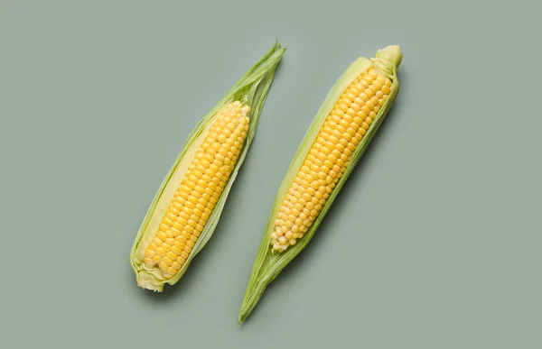 Čerstvé Kukuřice Cobs Šedém Pozadí — Stock fotografie