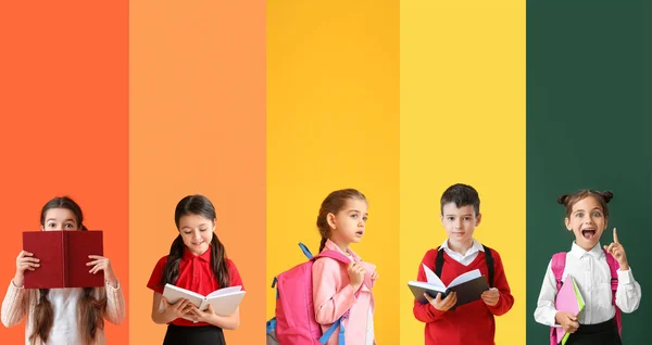 Uppsättning Många Små Studenter Färg Bakgrund — Stockfoto