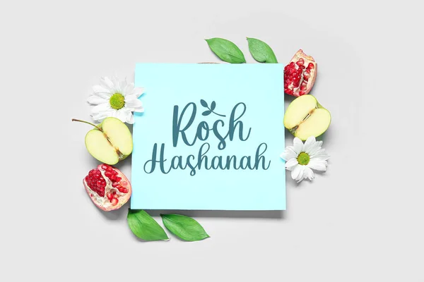 Tarjeta Felicitación Para Rosh Hasahanh Año Nuevo Judío Con Manzanas — Foto de Stock