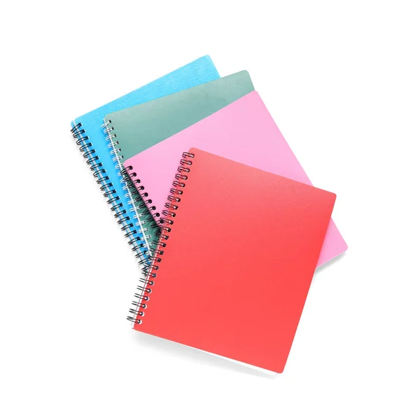 Diferentes Cadernos Coloridos Isolados Fundo Branco — Fotografia de Stock